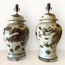 22” Brown and White General Jar Lamp